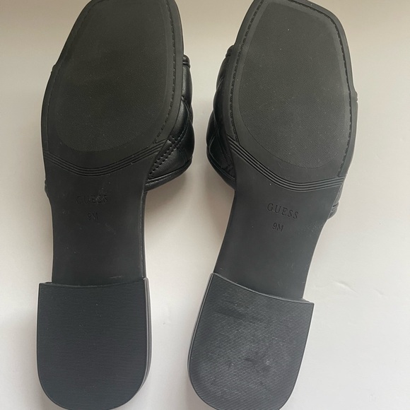 New in box- Guess Black Quilted Mules with Gold Accent - Picture 3 of 9